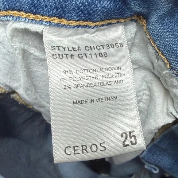 EUC CEROS Frayed Hem Denim Blue Jeans Size 25 - Picture 6 of 6